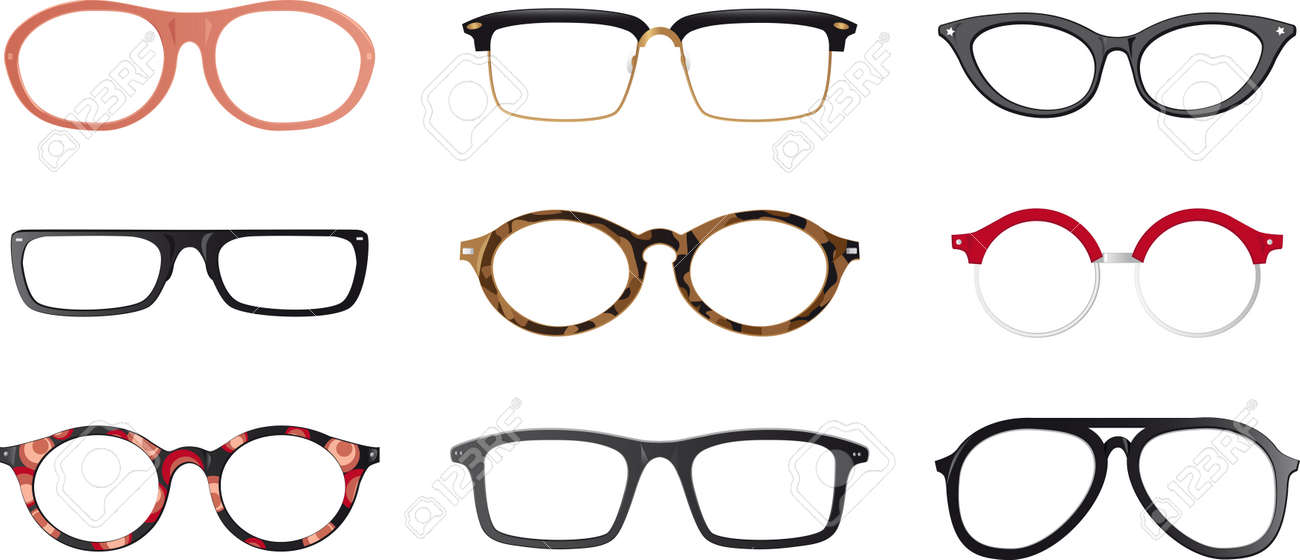 Set Of Realistic Eyeglasses Frames Royalty Free Cliparts Vectors Set Of Realistic Eyeglasses Frames
