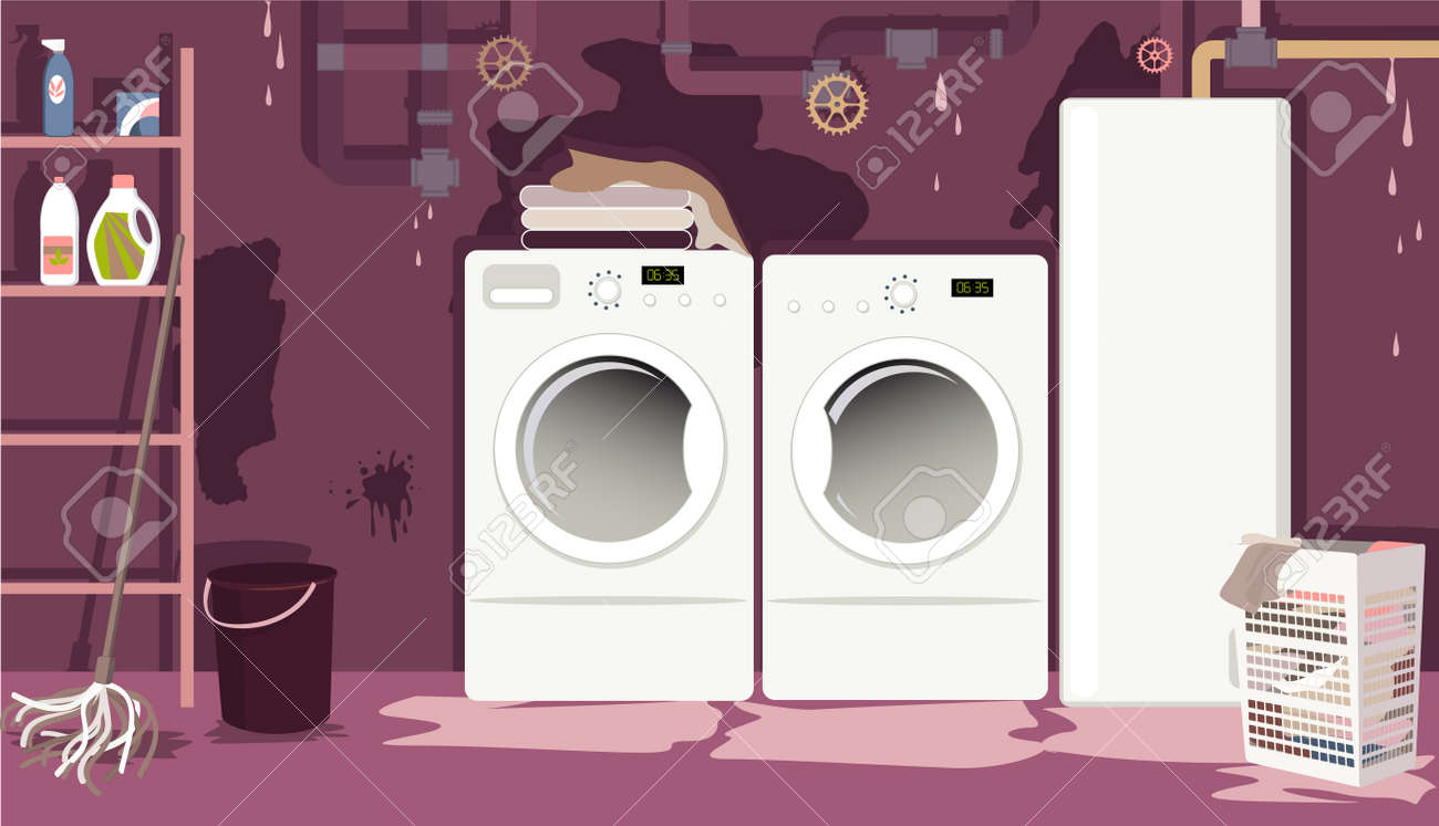 Flooded basement laundry room with leaky pipes - 101110053 Flooded basement laundry room with leaky pipes - 101110053