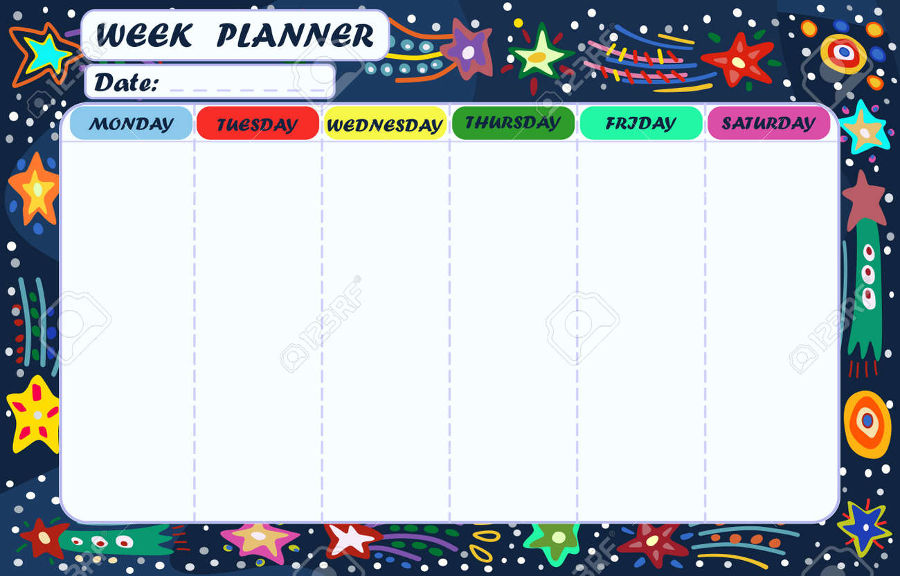 vector graphic page with template of weekly planning with date date planner template