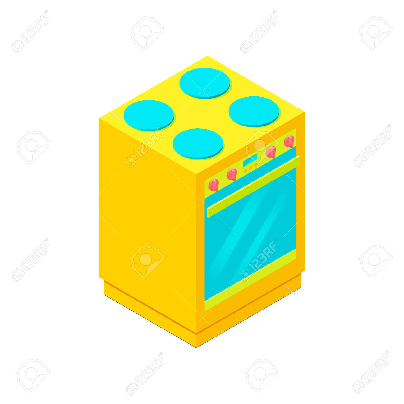 ゲーム デザインのインテリア等尺性の隔離された電気ストーブのイラスト素材 ベクタ Image
