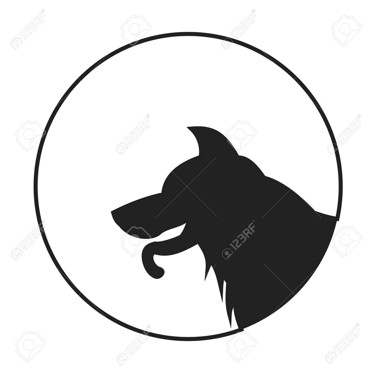 Silhouette Dun Chien Tête Berger Allemand Beauté Animale Et Belle Illustration Vectorielle
