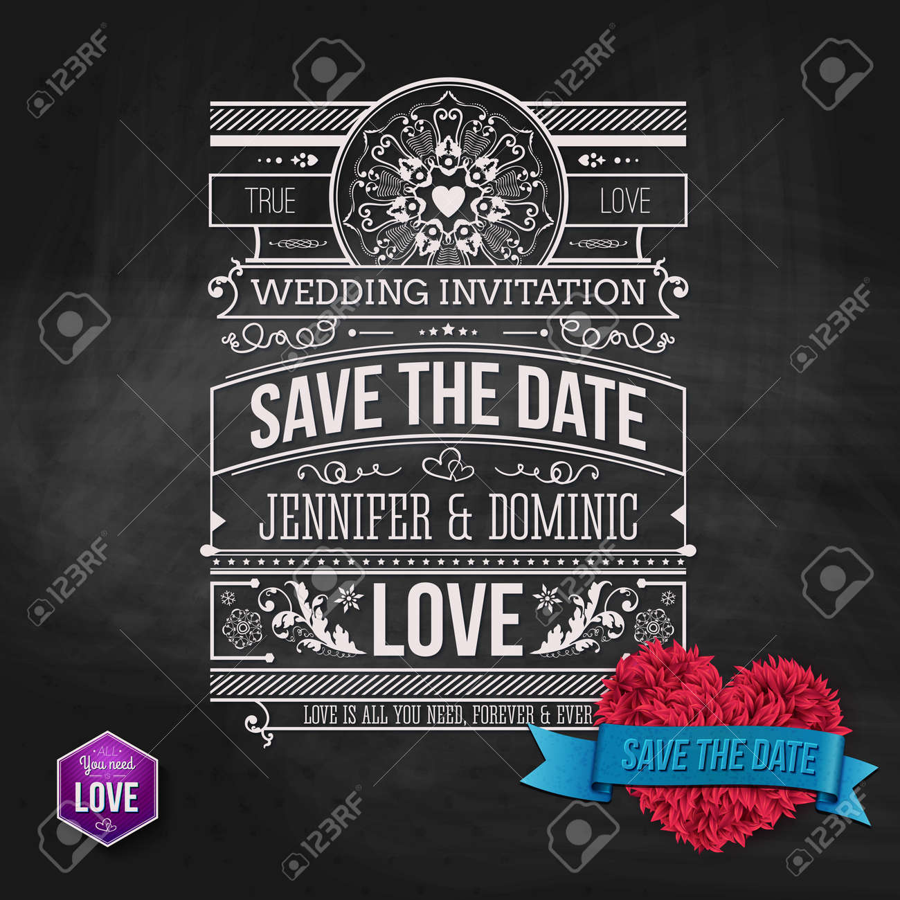 wedding concept artistic save the date template design on gray