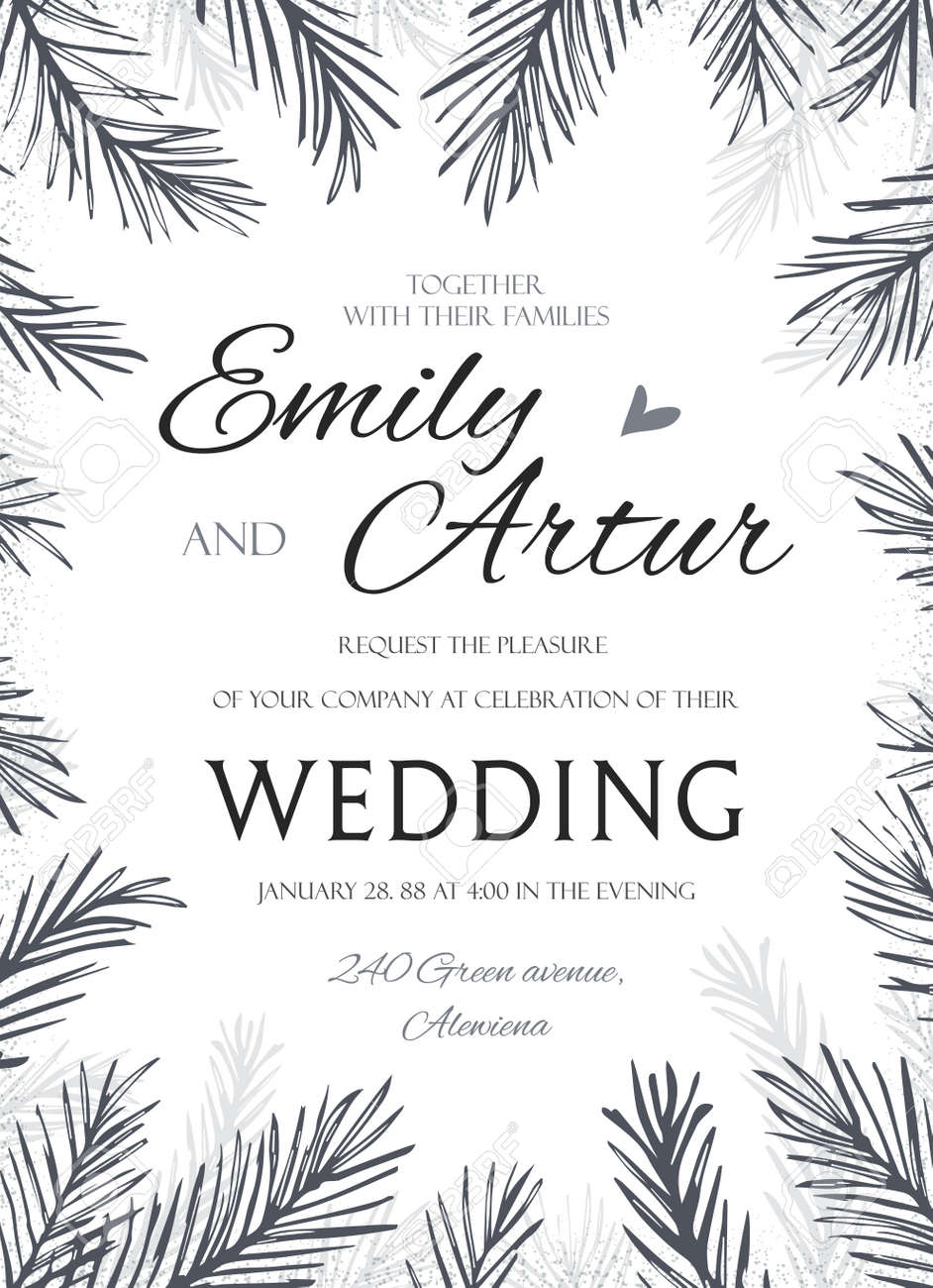 winter wedding invite invitation save the date elegant hand winter wedding save the date