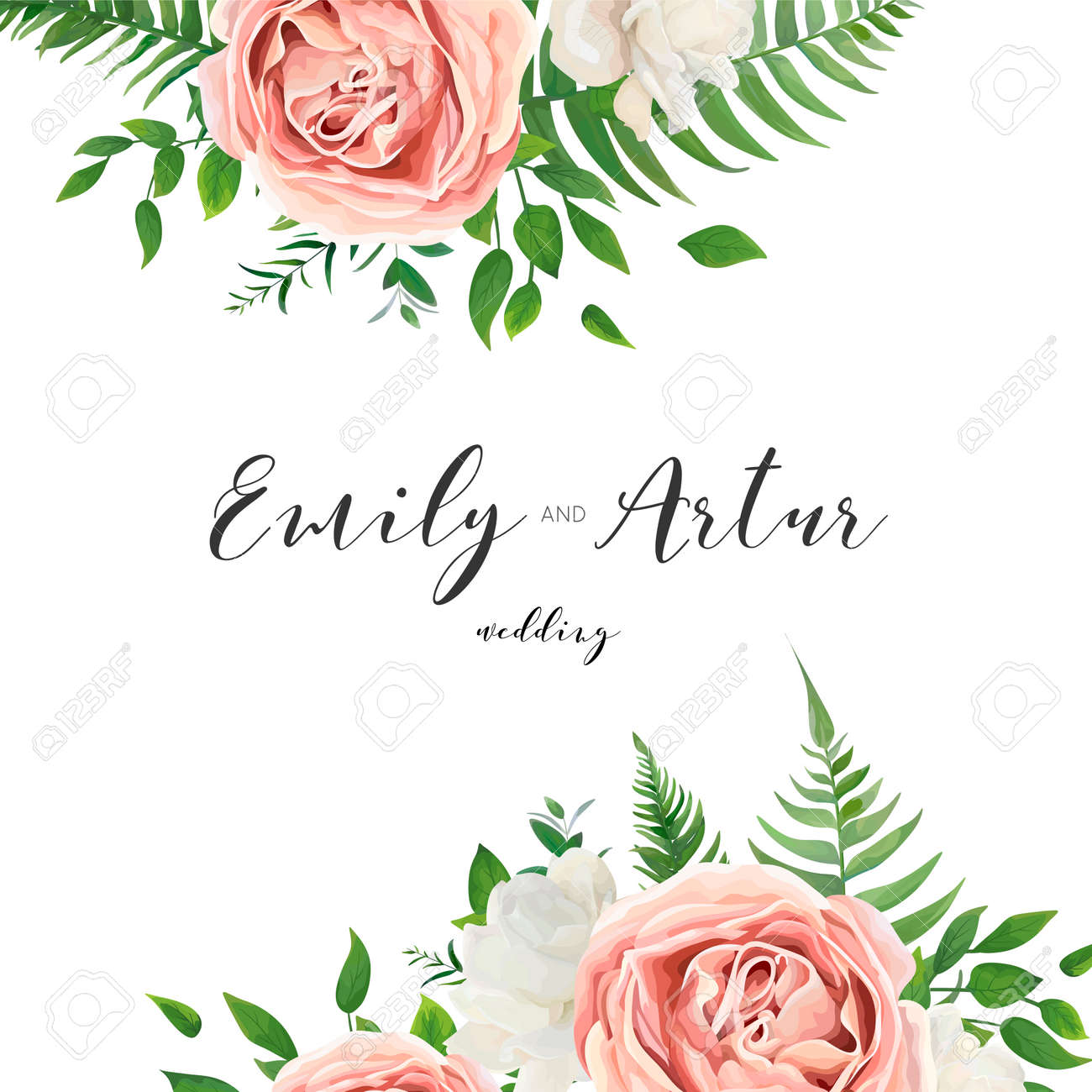 wedding vector invitation floral invite card with watercolor
