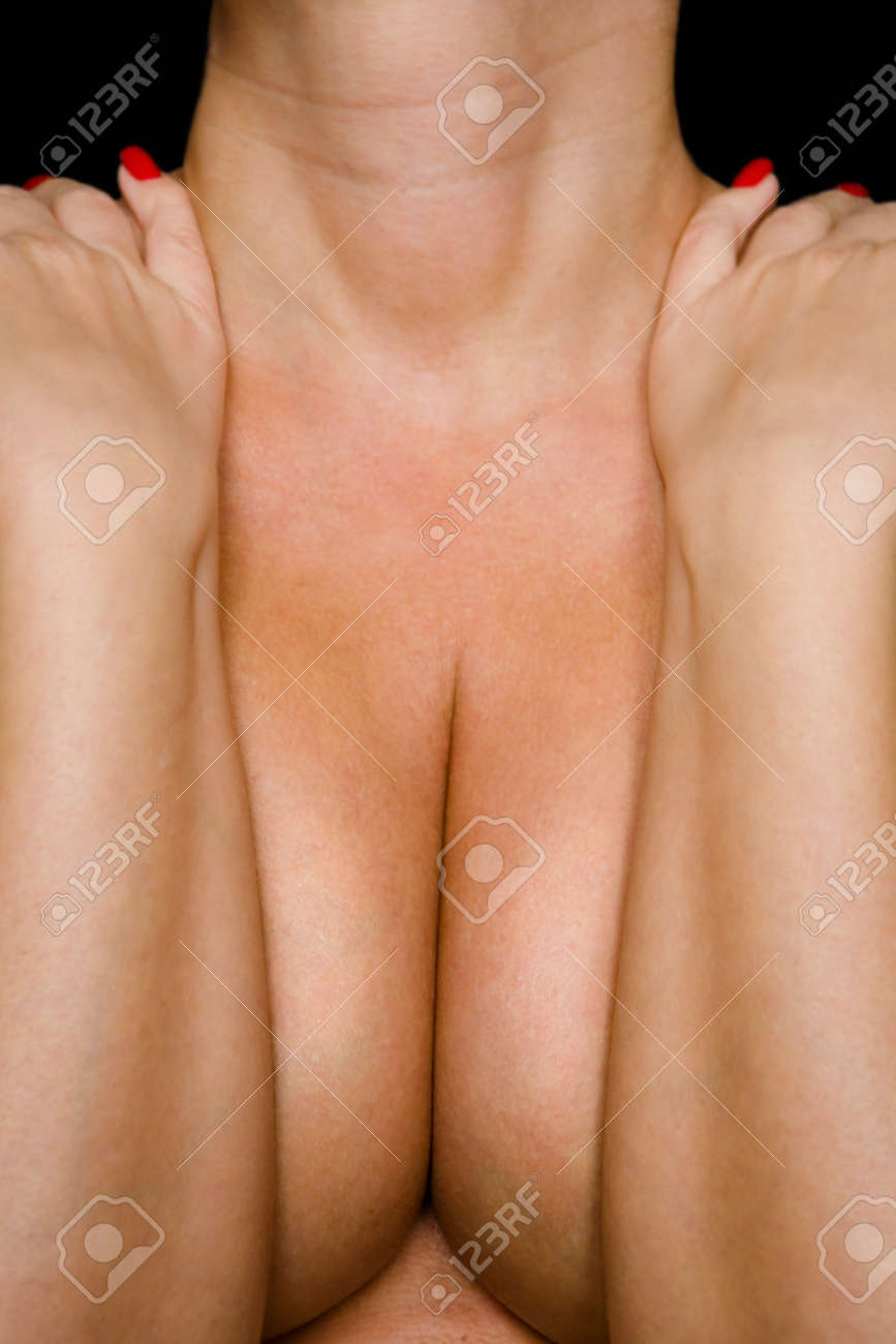 The Woman Squeezed Her Elastic Breasts With Her Elbows. Part Of A Beautiful  And Sexy Female Body. Stock Photo, Picture and Royalty Free Image. Image  80576926.
