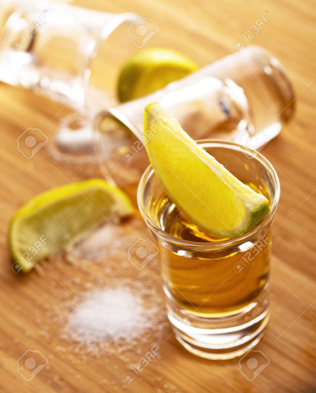 Three Shots Of Tequila With Lime And Salt Stock Photo Picture And Royalty Free Image Image 14161212