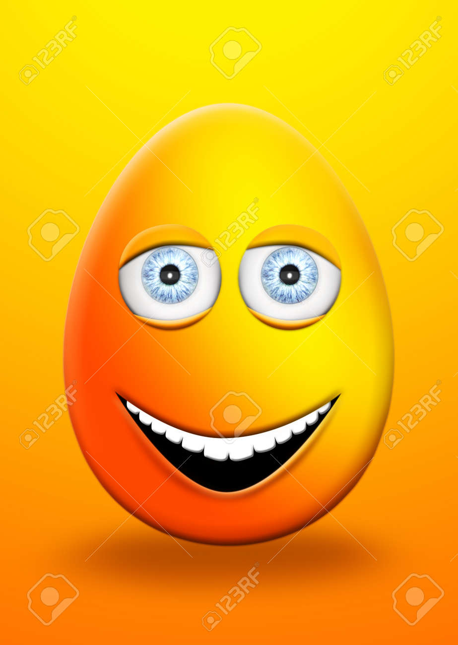 Easter Egg With Eyes And Mouth Feeling Happy And Cheerfull 3D ...