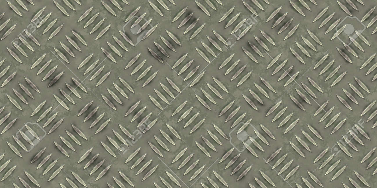 seamless rusty military metallic diamond plate pattern surface