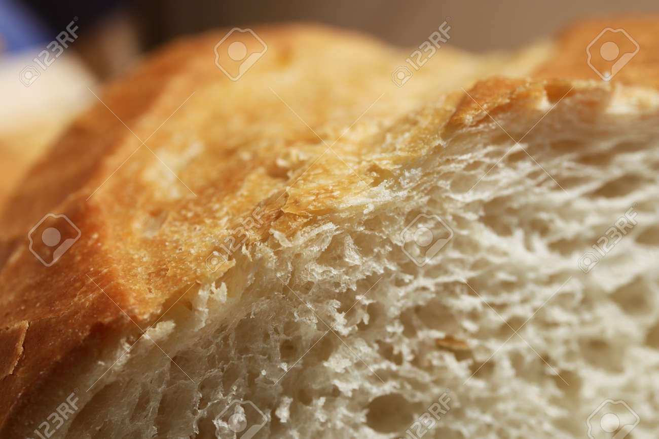 Fresh French Roll Baguette Texture Bread Section Slice Food