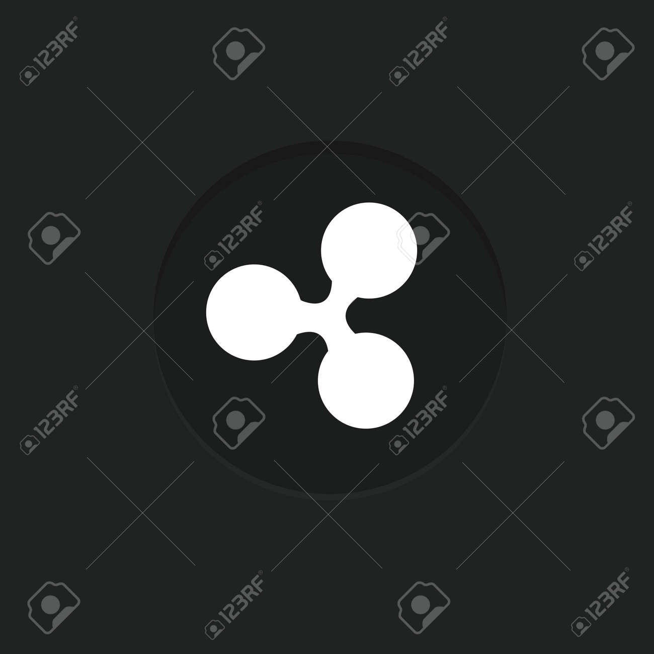 インターネットマネーのリップルアイコン。黒の背景に分離されたリップル暗号通貨コインアイコン。アルトコインのシンボル。ブロックチェーンベースの安全な 暗号通貨。ベクトルイラスト。のイラスト素材・ベクター Image 152660167