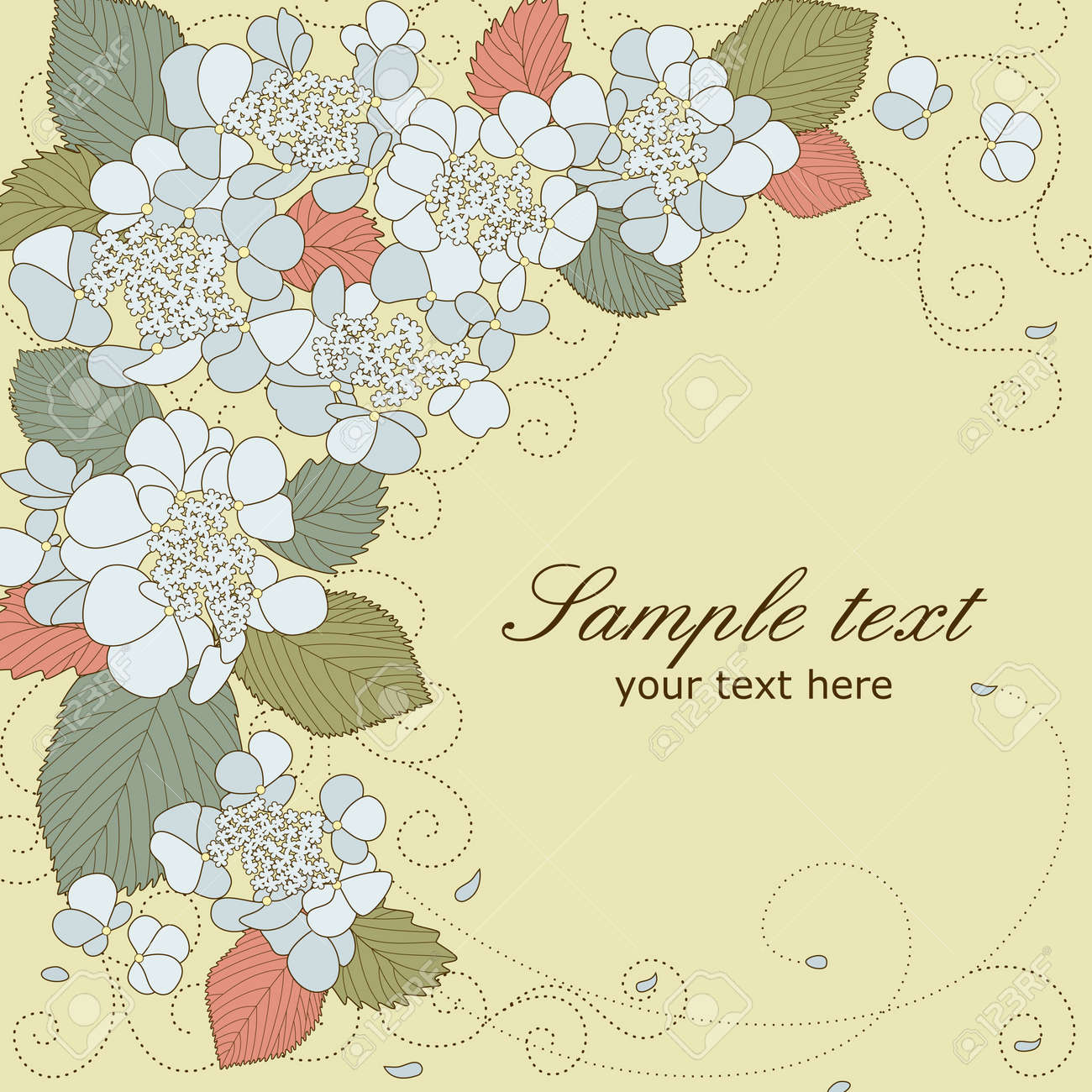 Vector greeting card with blue hydrangea flowers in pastel colors - 14700863 Vector greeting card with blue hydrangea flowers in pastel colors - 14700863