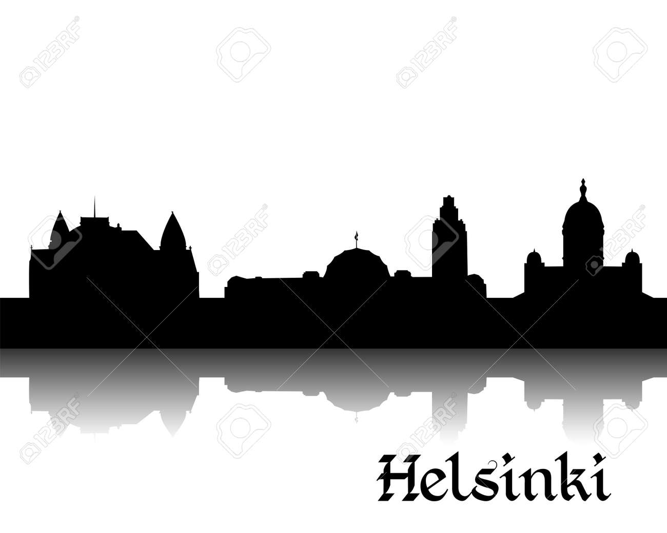 Black silhouette of Helsinki the capital of Finland - 16456286 Black silhouette of Helsinki the capital of Finland - 16456286