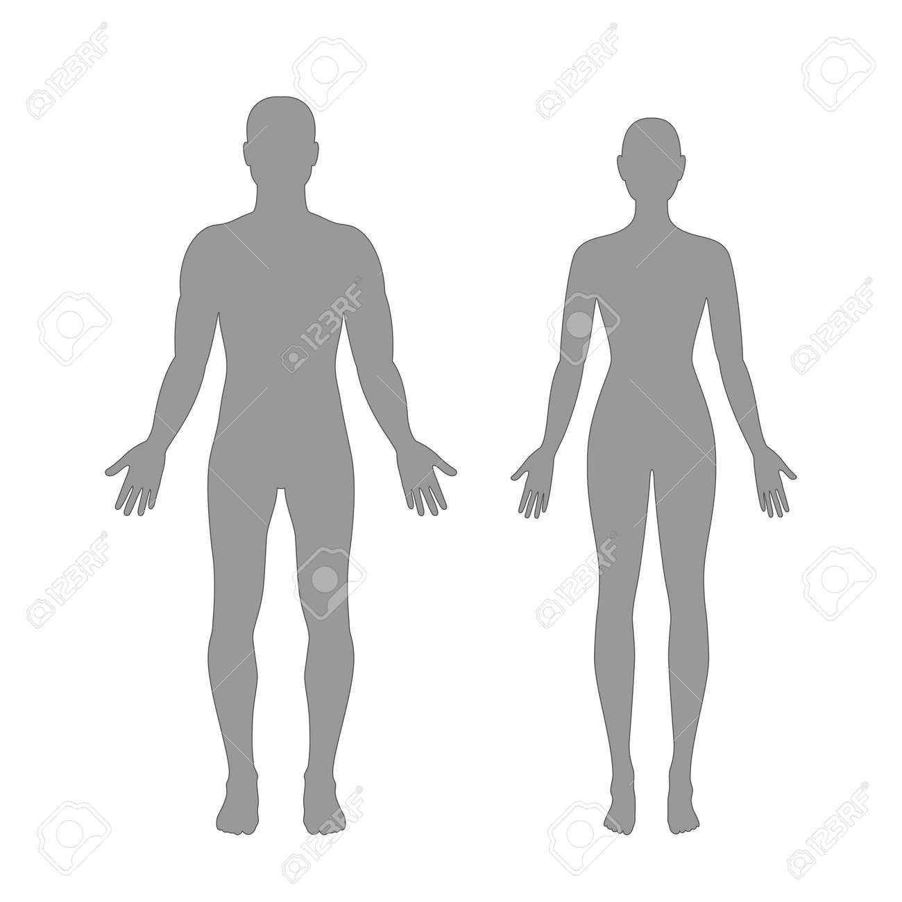 灰色図で男女のシルエットのイラスト素材 ベクタ Image