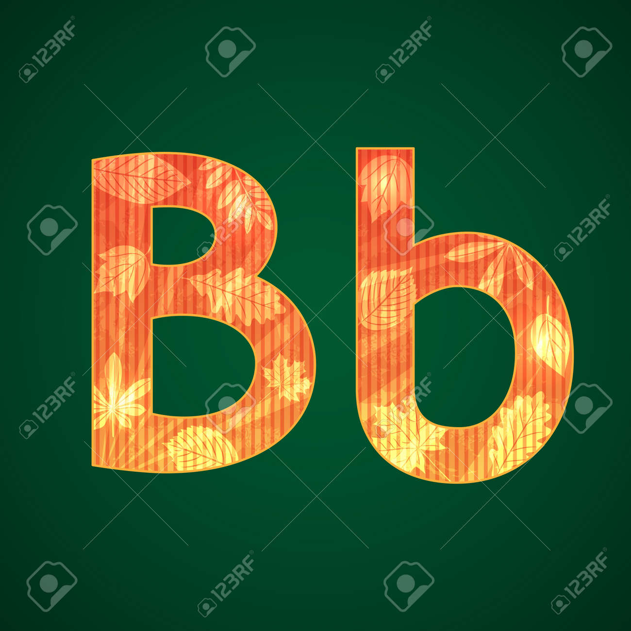 秋の葉の上と下の場合ベクトル文字 Bのイラスト素材 ベクタ Image