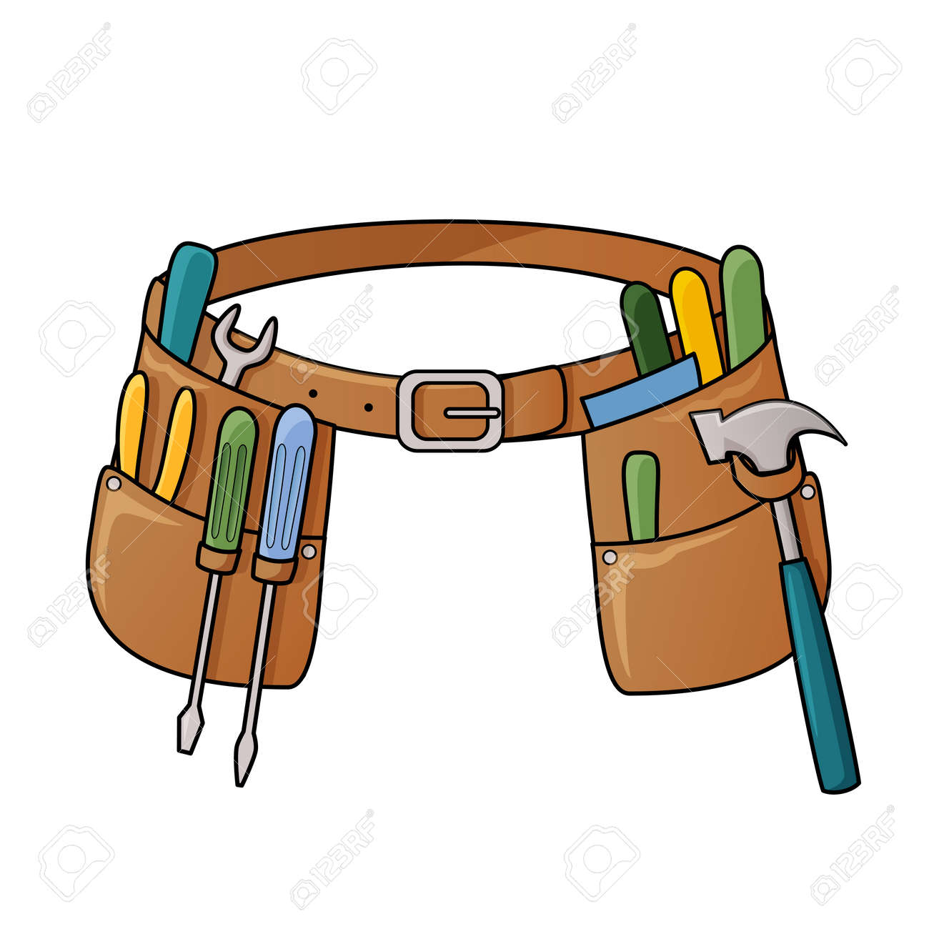 Vector illustration of tool belt with different tools for construction - 23020013 Vector illustration of tool belt with different tools for construction - 23020013