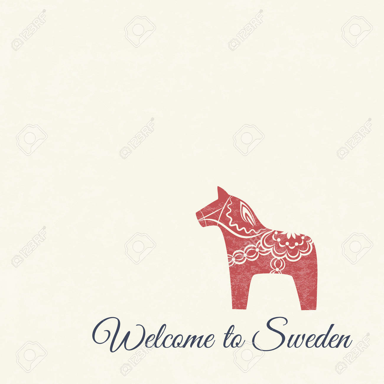 Greeting Card With Red Dala Horse National Symbol Of Sweden