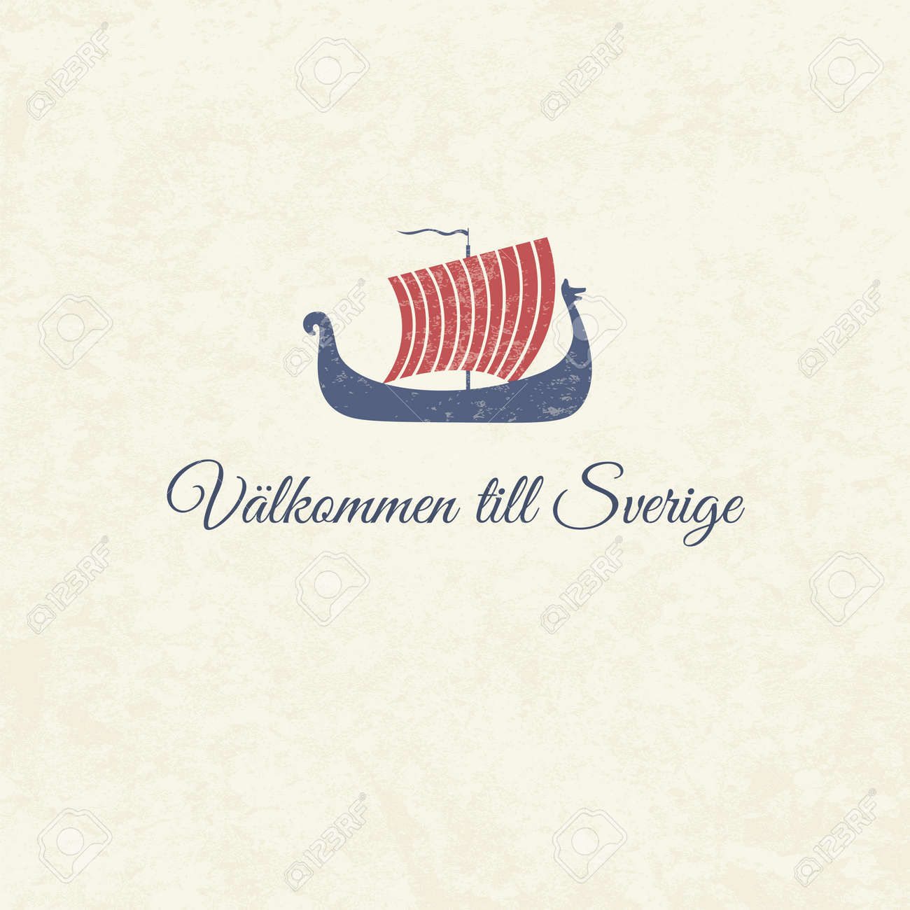 Vektor Grusskarte Mit Wikingerschiff Und Text Willkommen In Schweden Auf Schwedisch Lizenzfrei Nutzbare Vektorgrafiken Clip Arts Illustrationen Image 24099199