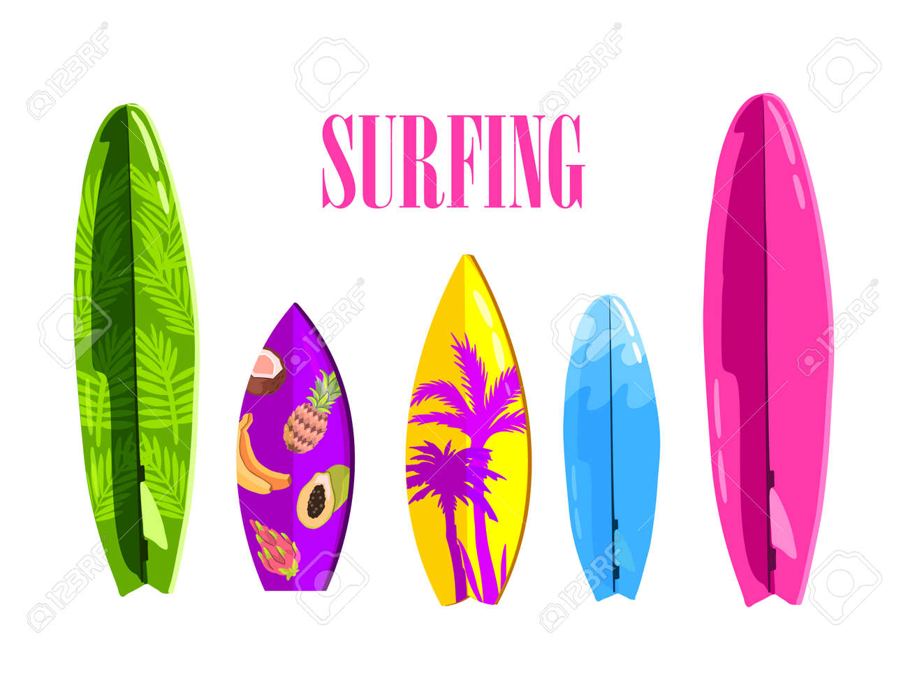 Colorful Collection Of Different Types Of Surfboards In Cartoon Royalty Free Cliparts Vectors And Stock Illustration Image 141717369 Download high quality surfboard cartoons from our collection of 41,940,205 cartoons. 123rf com