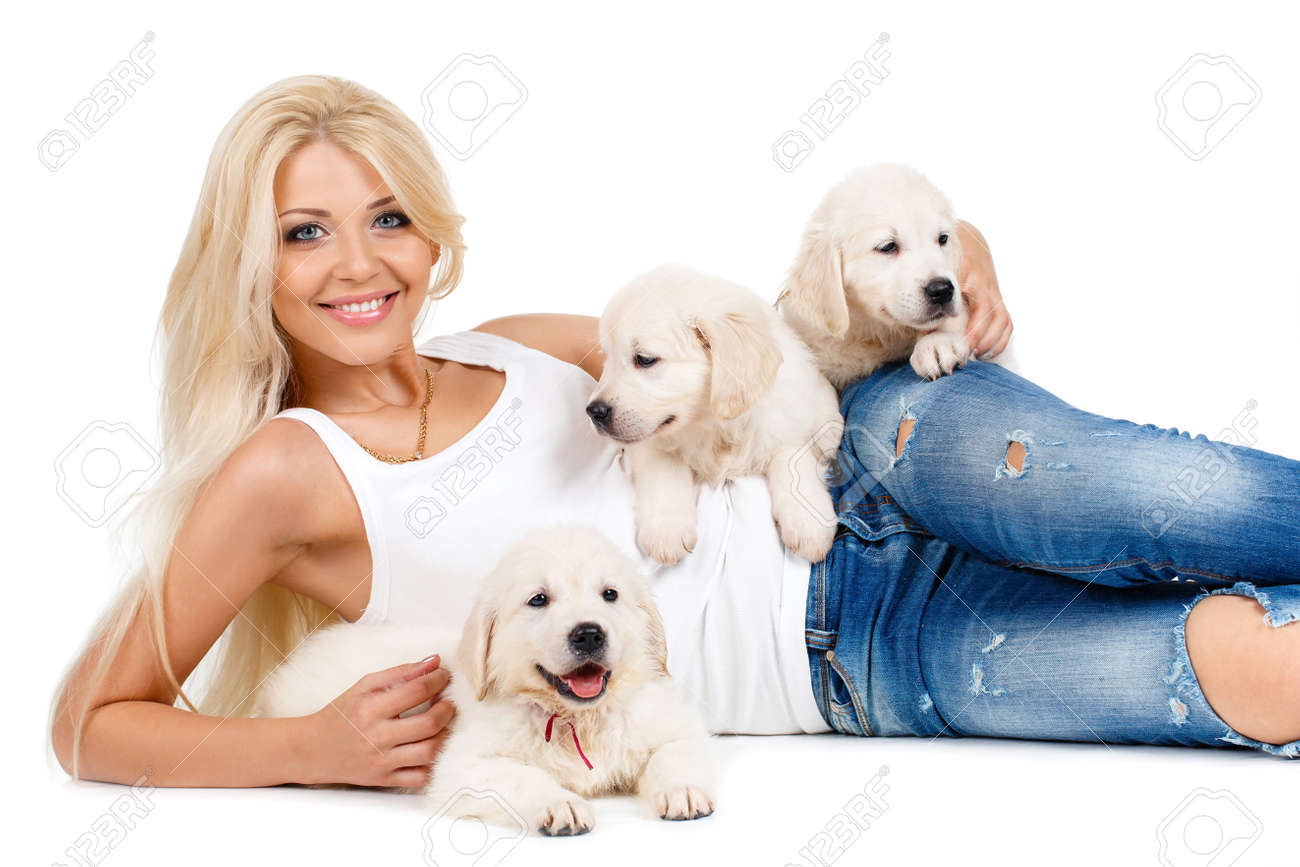 long haired white lab