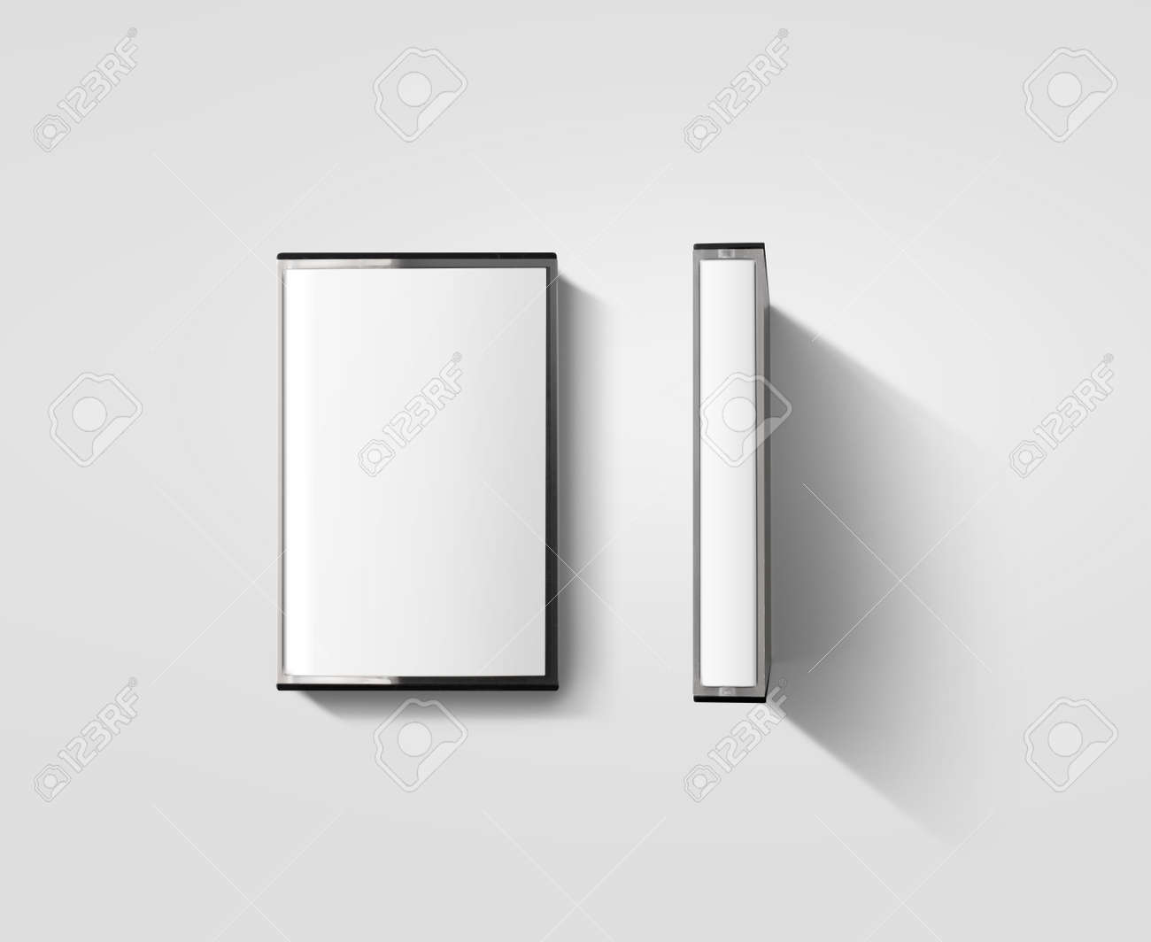 Blank cassette tape box design mockup, isolated, profil side view. Vintage cassete tape case with retro casset mock up. Plastic analog magnetic tape casete clear packaging template. Mixtape box cover. - 58467408 Blank cassette tape box design mockup, isolated, profil side view. Vintage cassete tape case with retro casset mock up. Plastic analog magnetic tape casete clear packaging template. Mixtape box cover. - 58467408