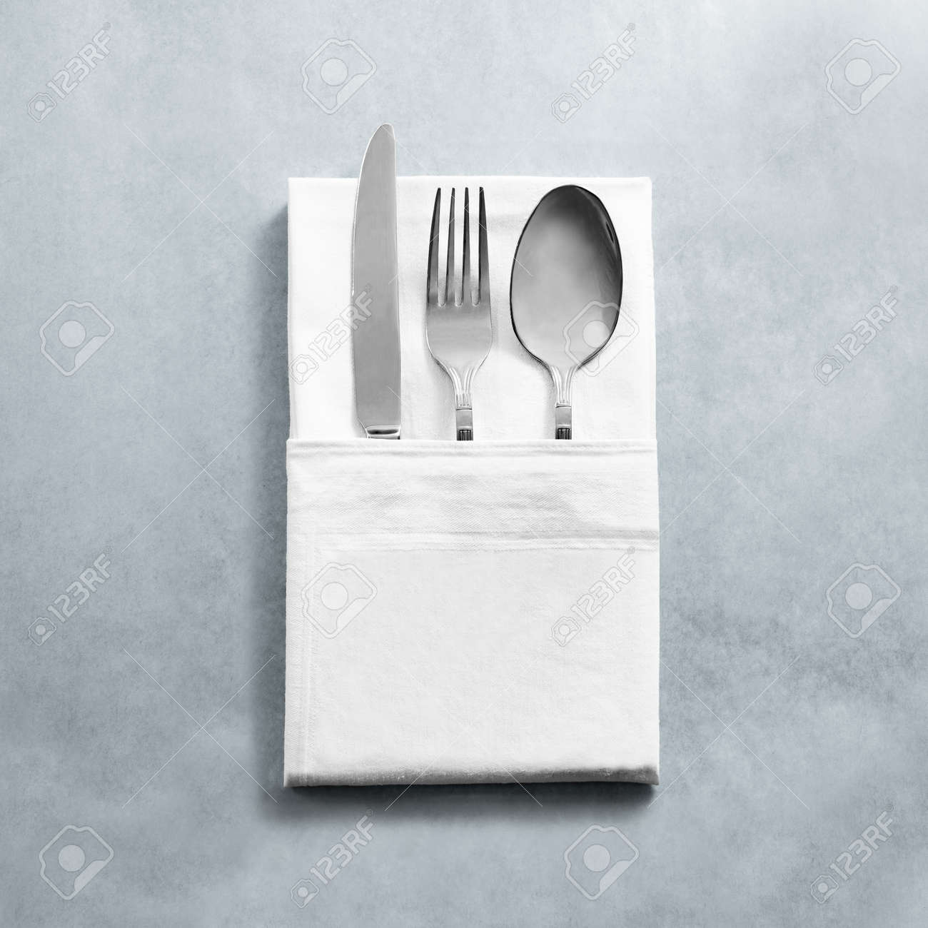 Download Blank White Restaurant Napkin Mock Up With Knife Fork And Spoon Stock Photo Picture And Royalty Free Image Image 59962313