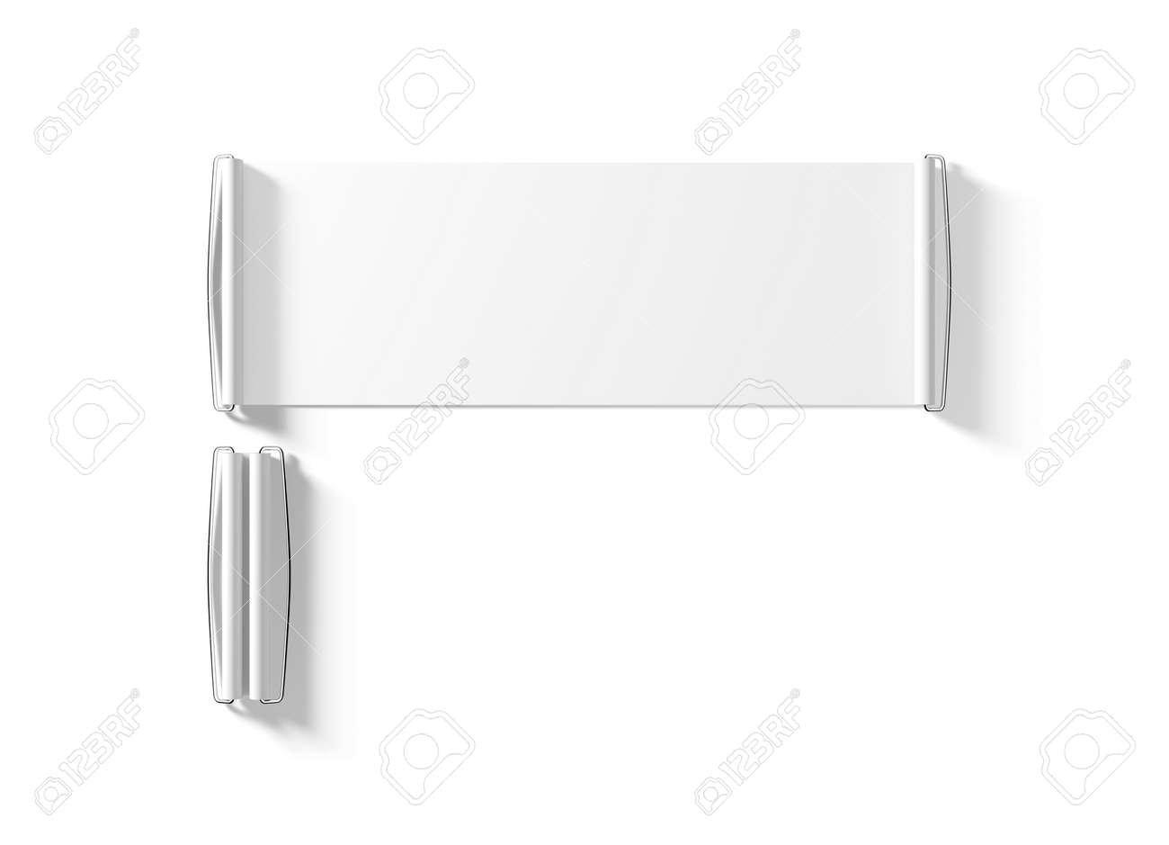 blank white hand held banner mockup isolated 3d rendernig stock
