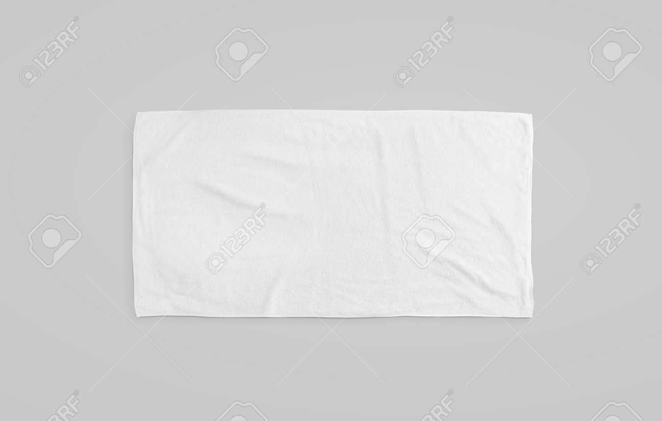 Maquette De Serviette De Plage Douce Blanche Noire Clair Essuie Glace Déplié Maquette Se Trouvant Sur Le Sol Vue De Dessus De Serviette De Bain