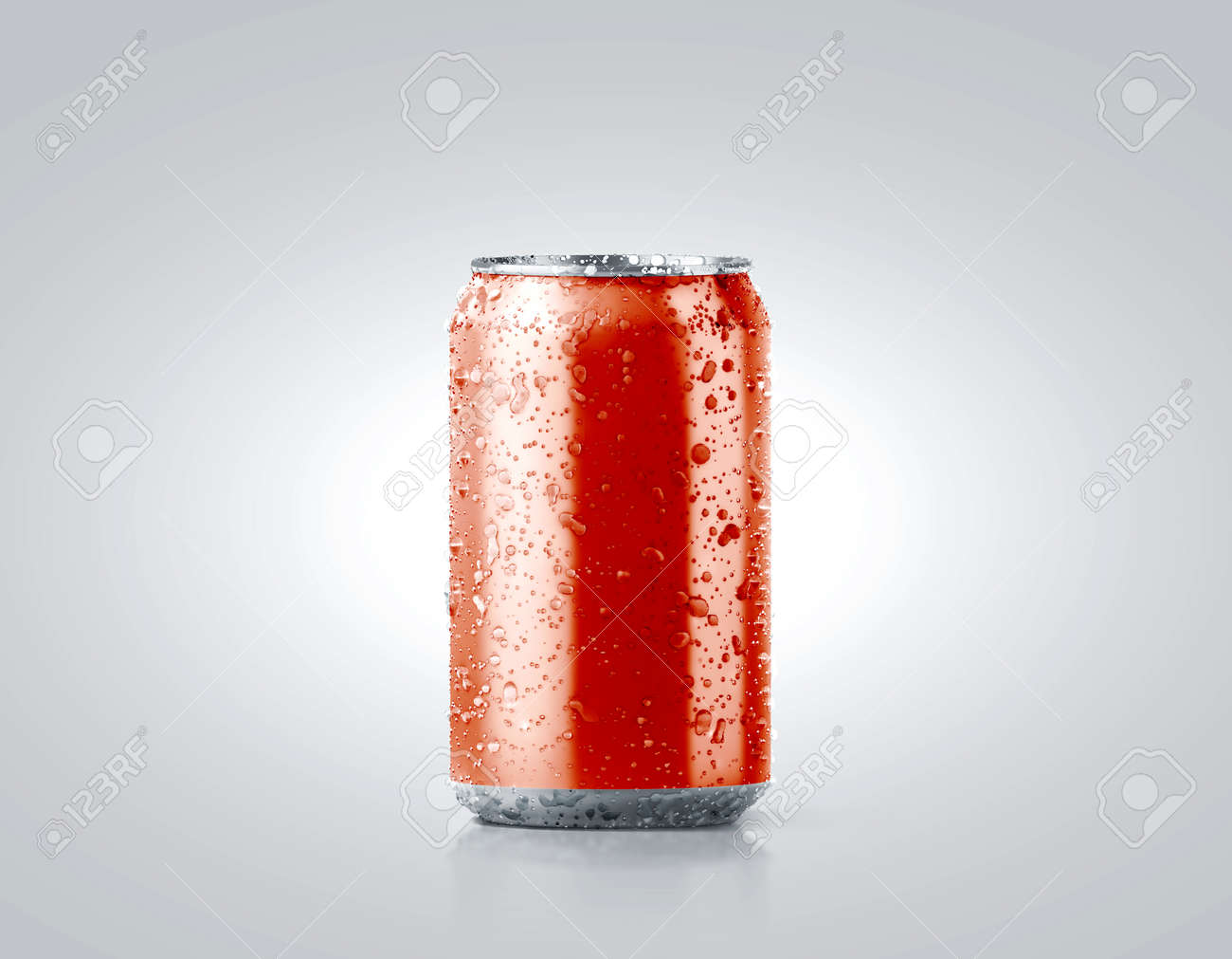 blank red cold aluminium soda can mockup with drops 330 ml stock