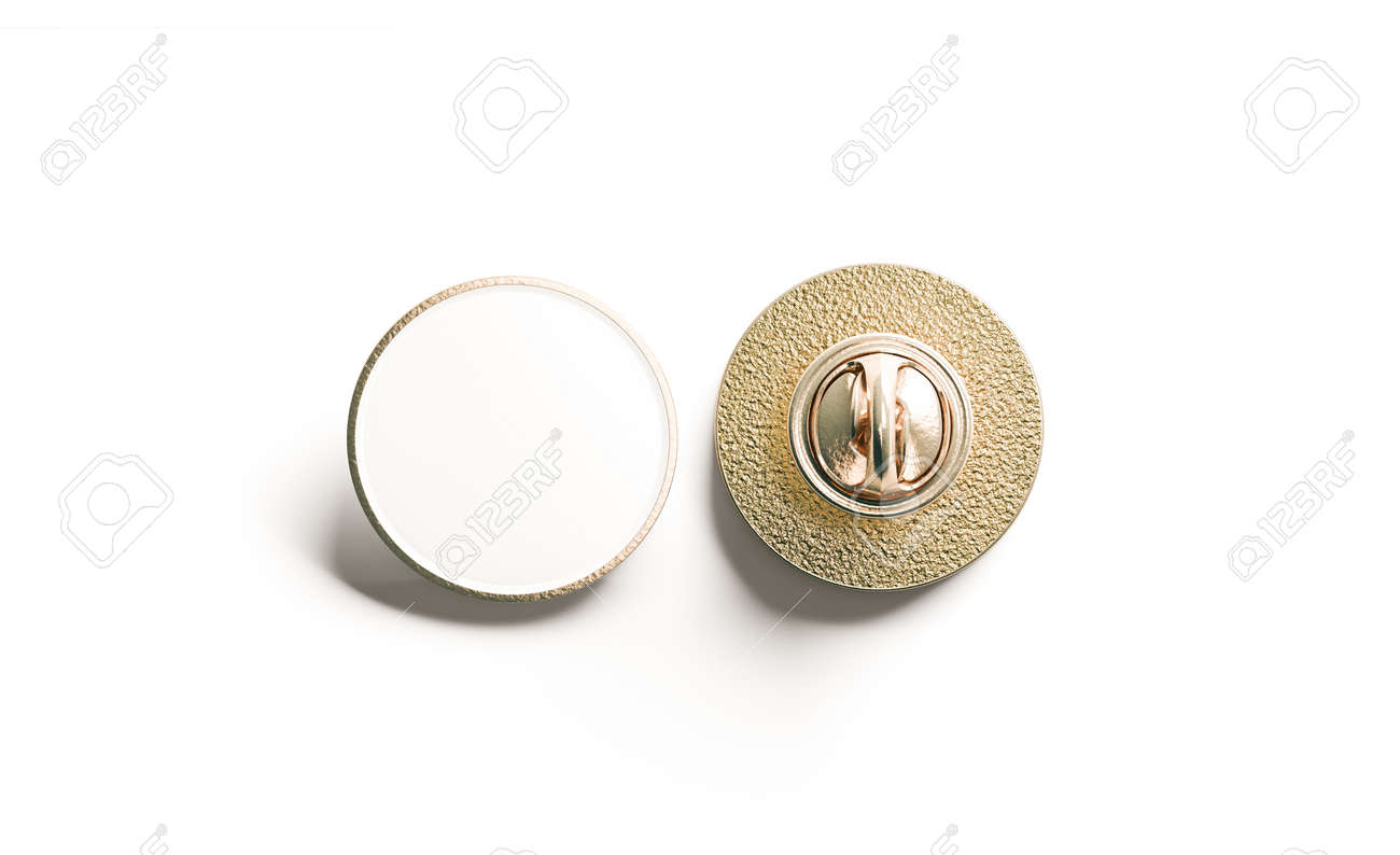 Download Blank White Round Gold Lapel Badge Mock Up Front And Back Side Stock Photo Picture And Royalty Free Image Image 81307064