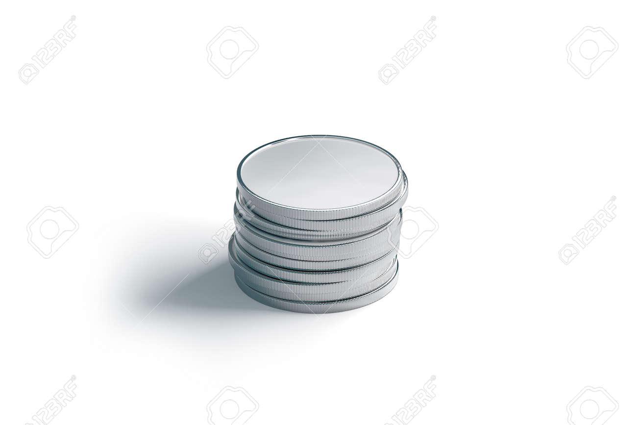 Download Blank Silver Coin Stack Mock Up Isolated 3d Rendering Empty Stock Photo Picture And Royalty Free Image Image 110973916