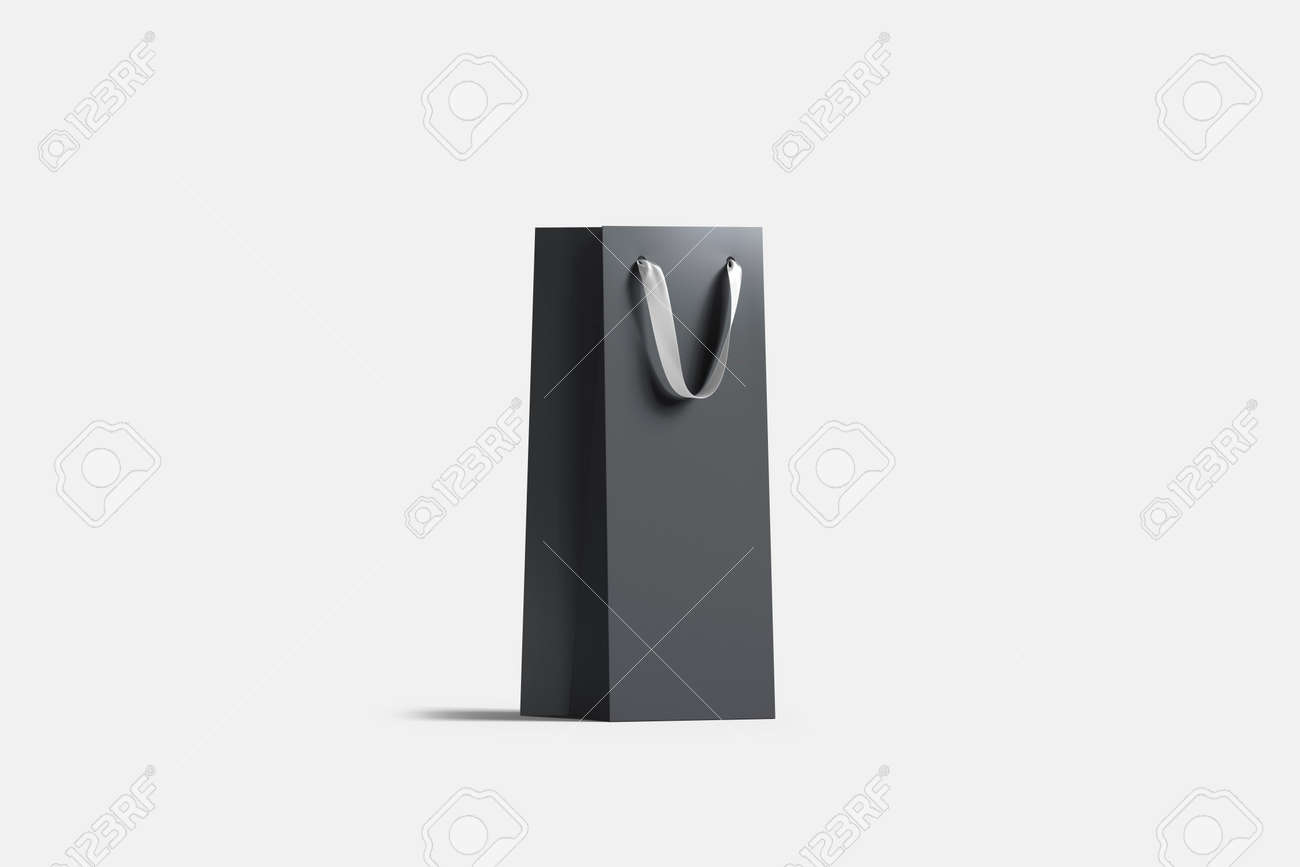 Blank tall black wine bottle bag mock up, isolated, 3d rendering. Empty gift packet for alcohol mockup. Clear pack with silk handle for vine or whiskey template. - 117190484 Blank tall black wine bottle bag mock up, isolated, 3d rendering. Empty gift packet for alcohol mockup. Clear pack with silk handle for vine or whiskey template. - 117190484