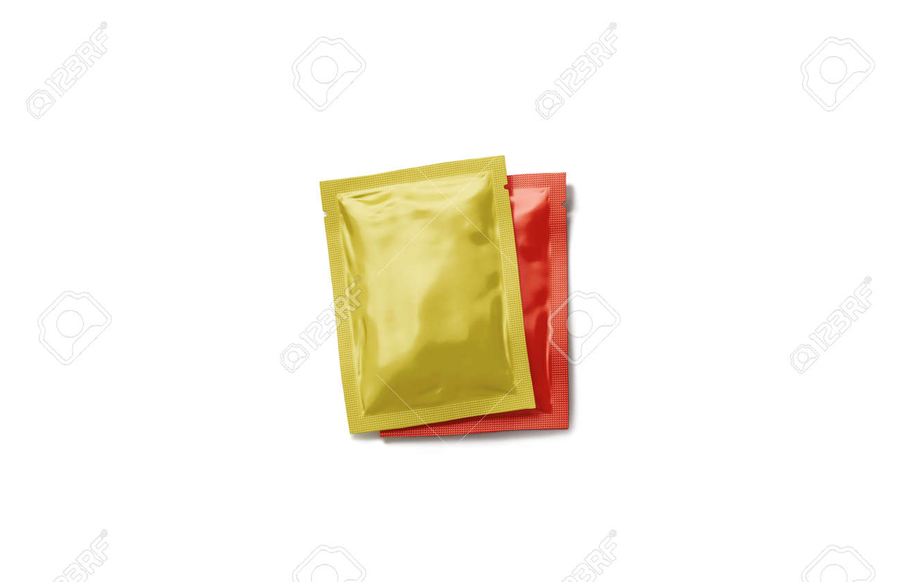 Download Blank Red And Yellow Sachet Packet Stack Mockup Set 3d Rendering Stock Photo Picture And Royalty Free Image Image 130225954