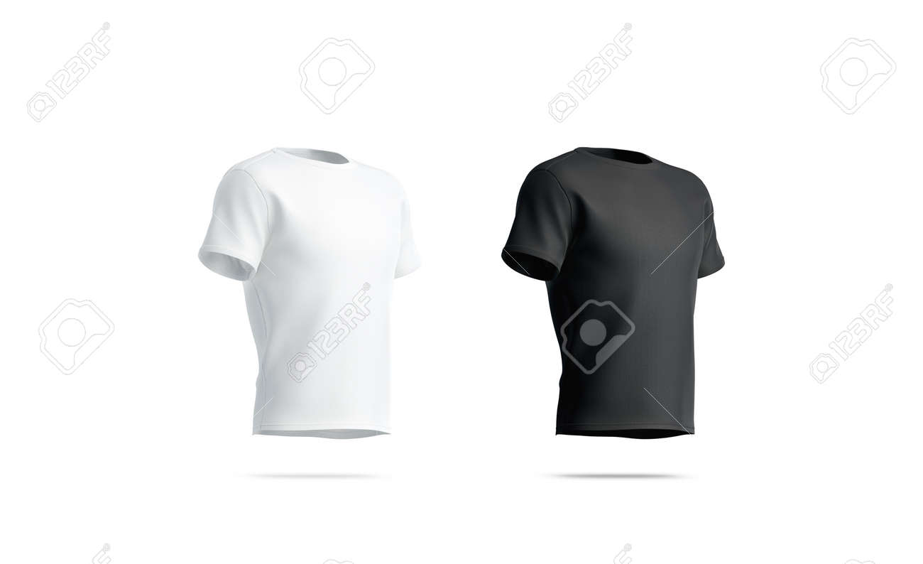 Download Blank Black And White T Shirt Mockup Set Isolated Side View Stock Photo Picture And Royalty Free Image Image 130220851