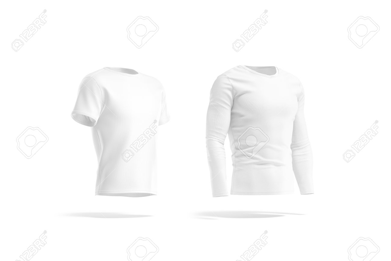 Download Blank White T Shirt And Longsleeve Mock Up Side View Stock Photo Picture And Royalty Free Image Image 160995781