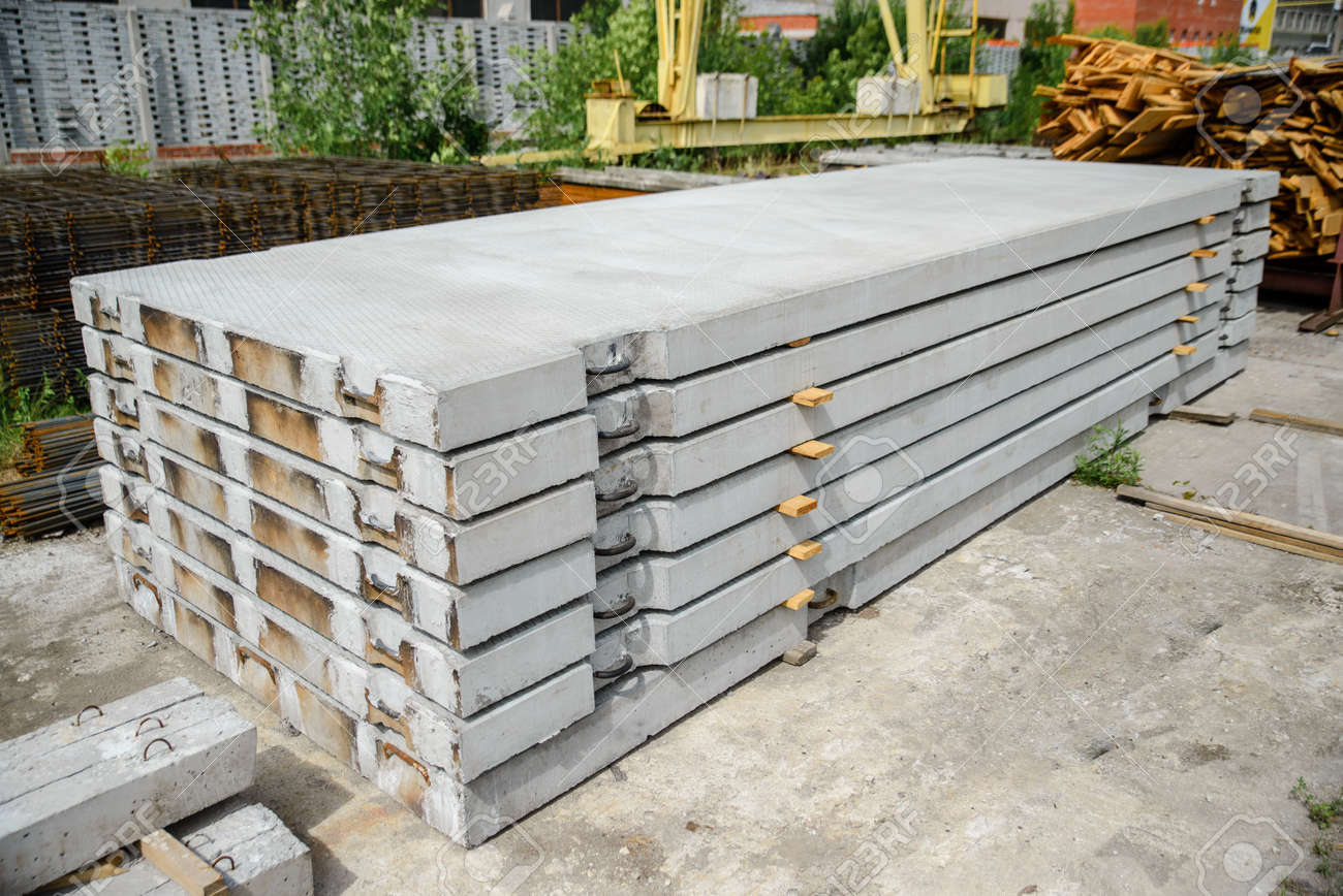 Road Reinforced Concrete Slabs In The Warehouse Of The Precast Concrete Plant Stock Photo Picture And Royalty Free Image Image 159266131