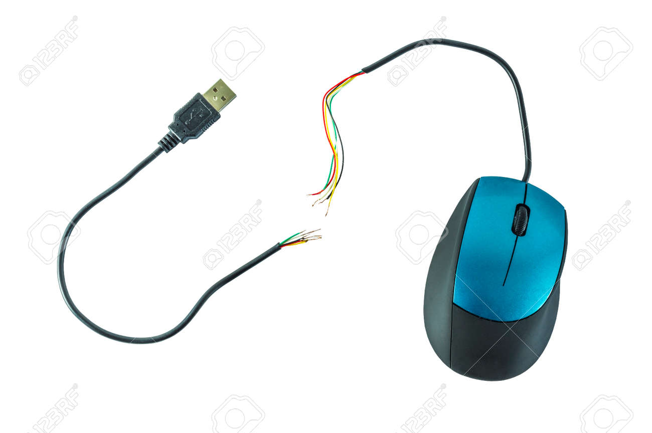 blue mouse with broken