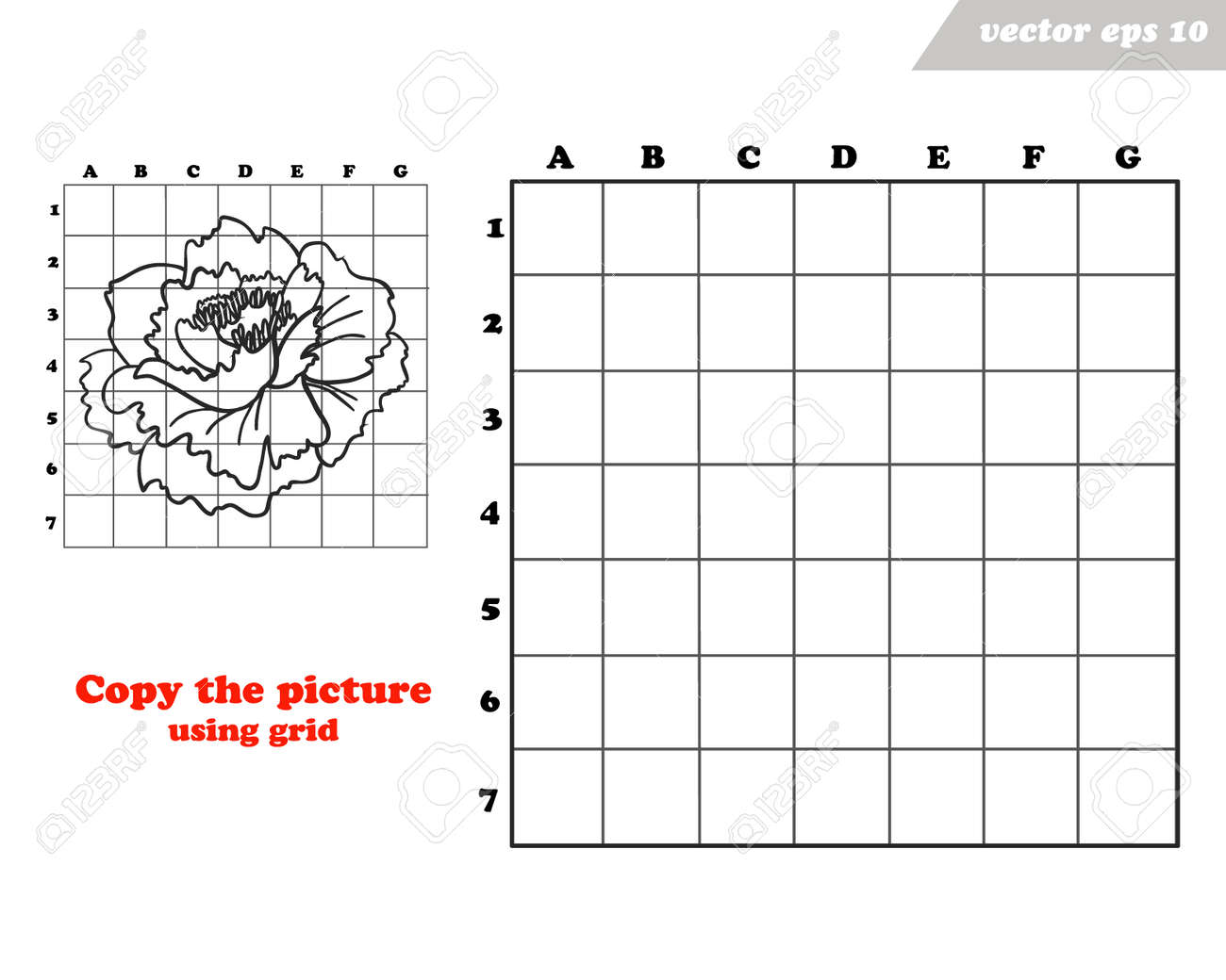 Copy The Picture Using Grid Lines The Simple Template Game For