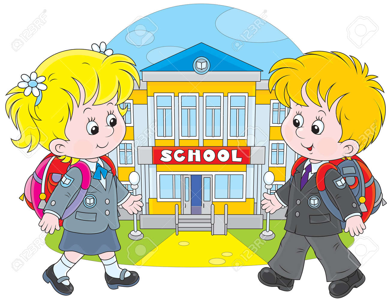 Coliere Ecolier Marche A L Ecole Clip Art Libres De Droits Vecteurs Et Illustration Image