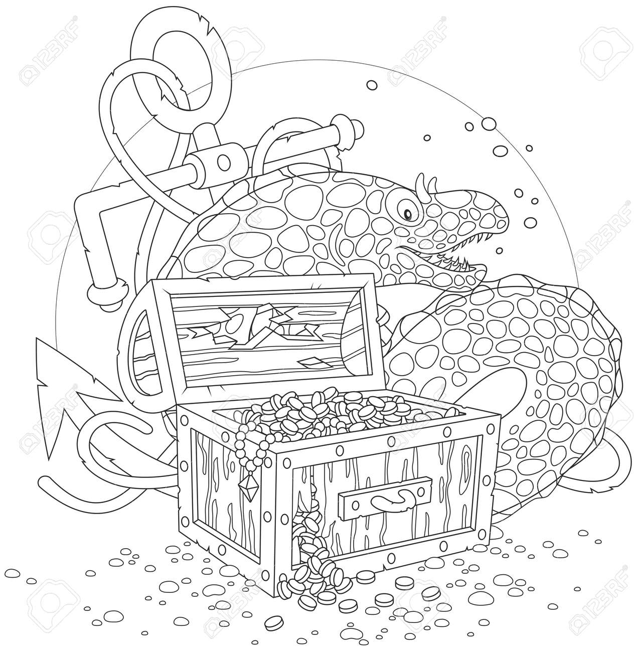 ウツボと宝箱 のイラスト素材 ベクタ Image ウツボと宝箱 のイラスト素材 ベクタ Image