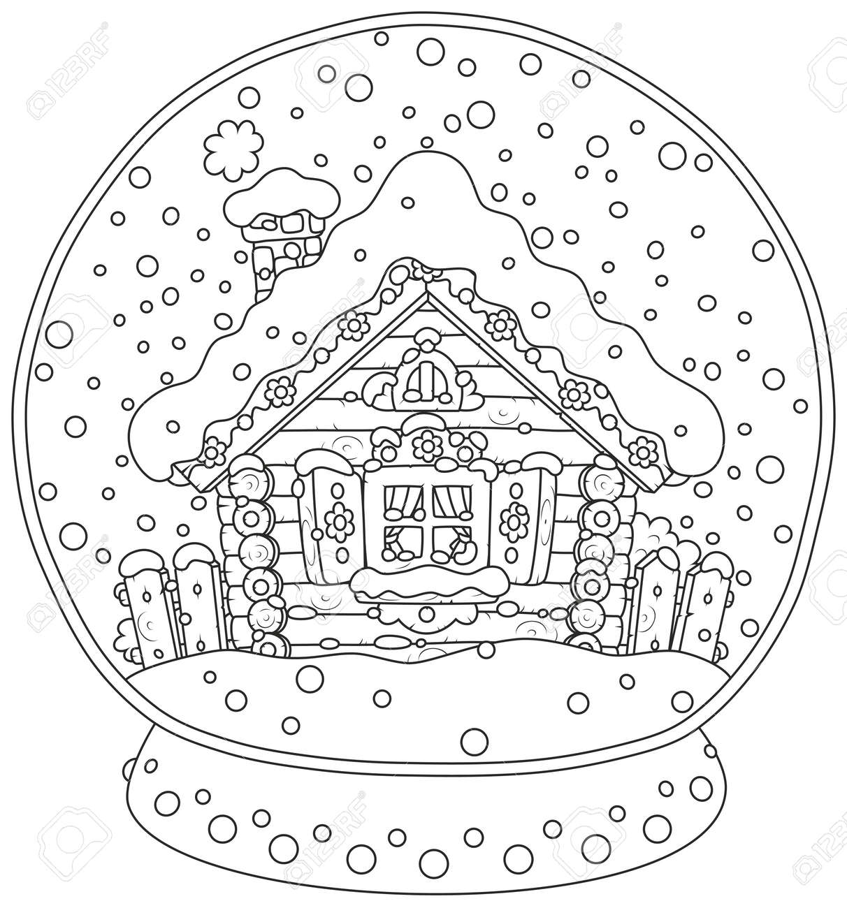 雪に覆われた家でクリスマス クリスタル ボール のイラスト素材 ベクタ Image 91398072