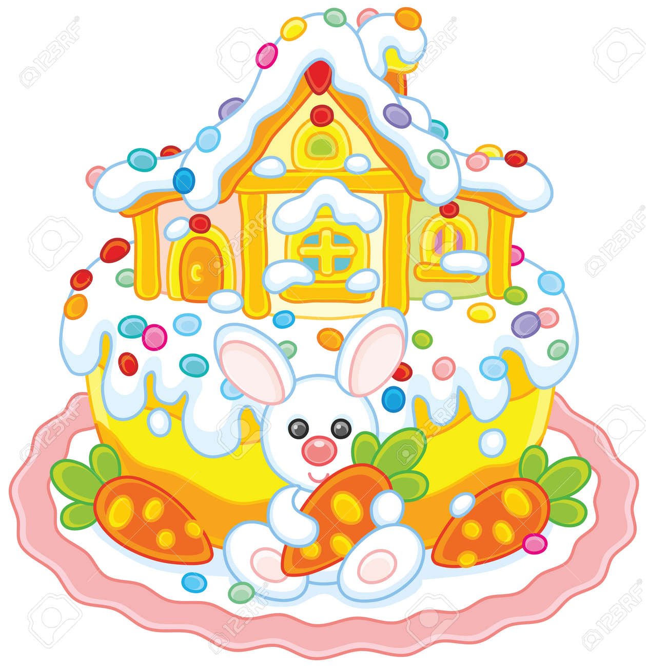 Osterkuchen Mit Einem Haschen Und Seinem Haus Lizenzfrei Nutzbare