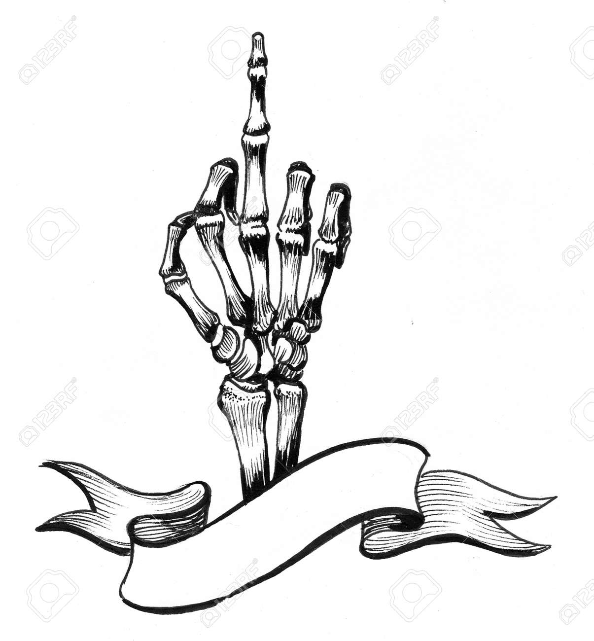 Hand gesture of a single pointing finger Hand drawing in pencil  Illustration isolated on white background Stock Illustration  Adobe Stock