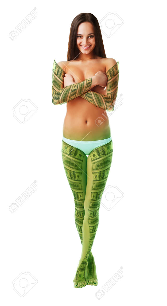 Brünette Nackte Frau In Geld Auf Weißem Hintergrund Lizenzfreie Fotos,  Bilder und Stock Fotografie. Image 31119970.