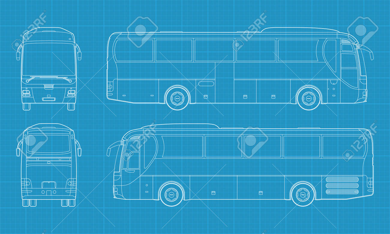 旅客バス 4 つの側面の高い詳細なベクトル イラストのイラスト素材 ベクタ Image 旅客バス 4 つの側面の高い詳細なベクトル イラストのイラスト素材 ベクタ Image