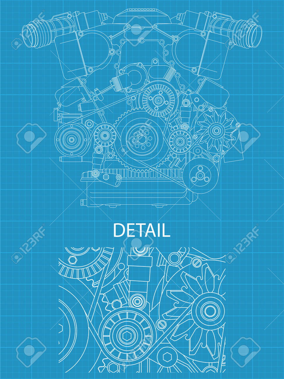 V エンジン 正面の高詳細なベクトル イラスト のイラスト素材 ベクタ Image