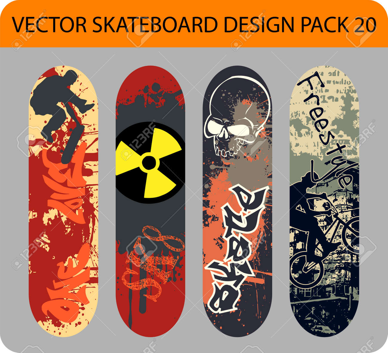grunge pack of 4 skateboard designs skateboard designs