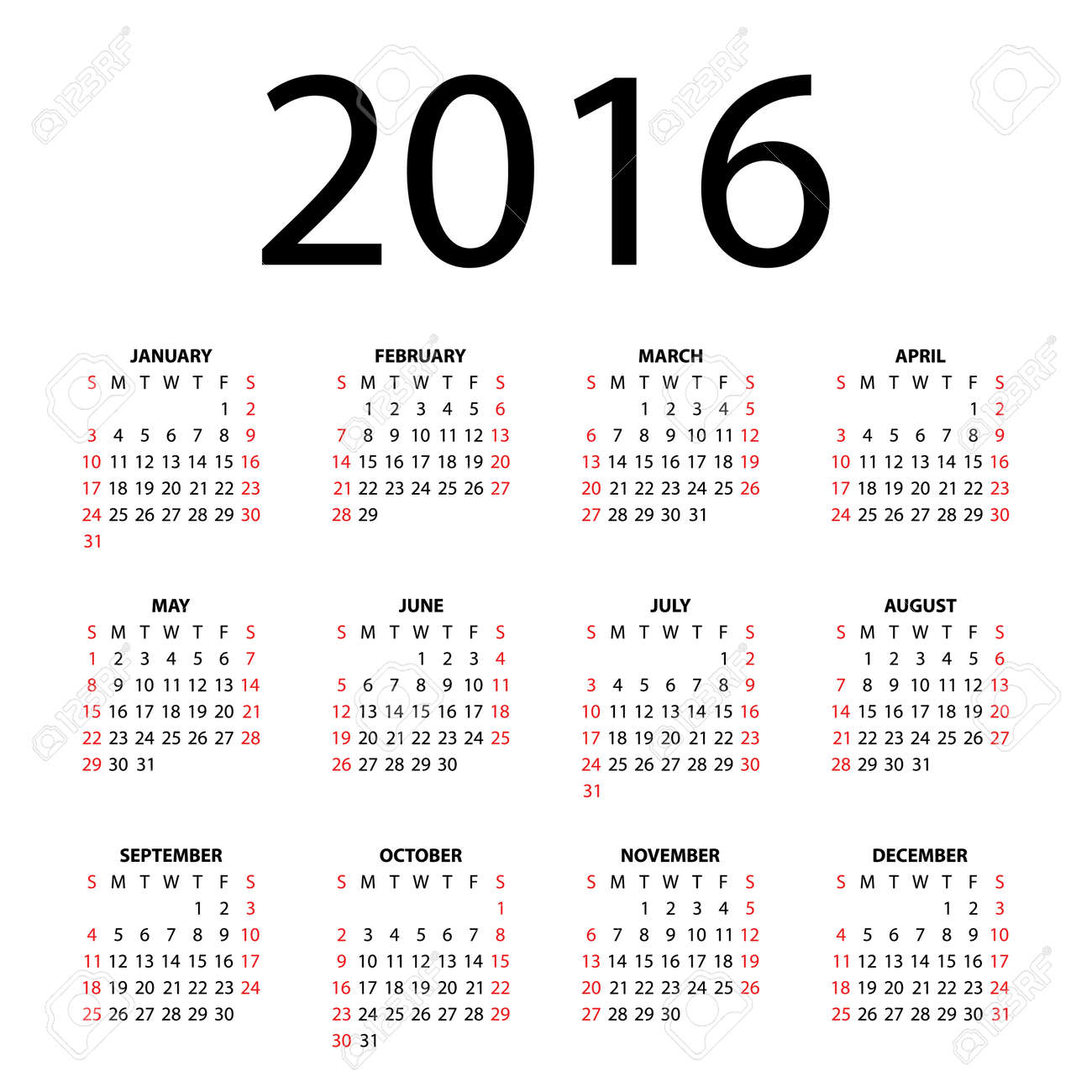白の 16 年の予定表 のイラスト素材 ベクタ Image