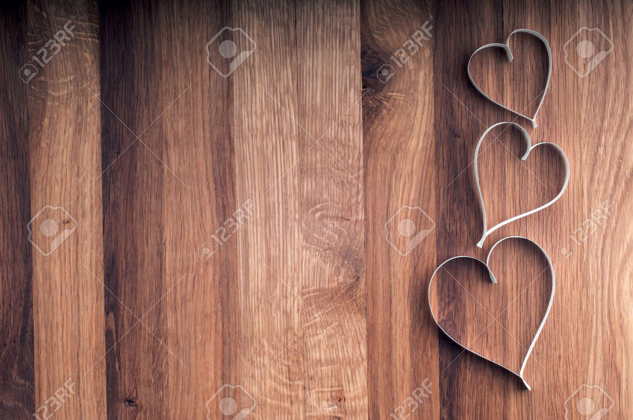 Valentine s day paper hearts on wooden background - 25819627 Valentine s day paper hearts on wooden background - 25819627
