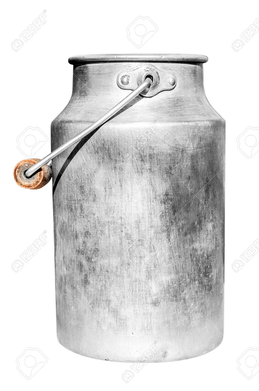 Old milk can isolated on white background - 28040424 Old milk can isolated on white background - 28040424