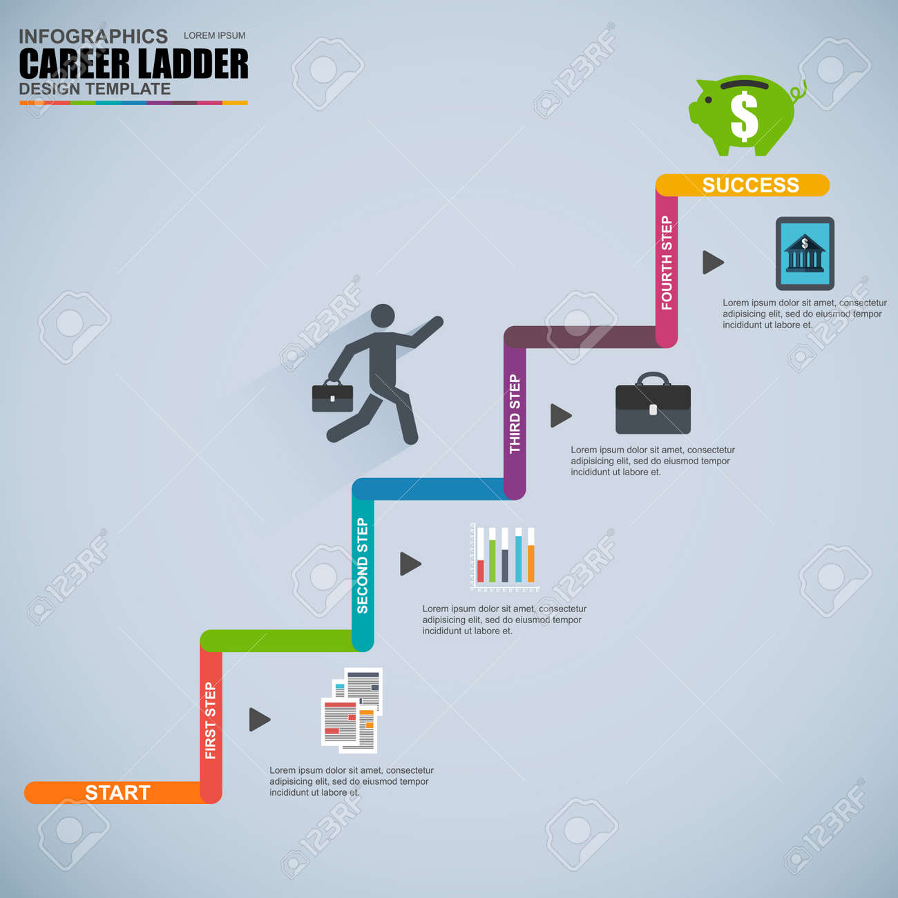 infographics business career ladder vector design template royalty